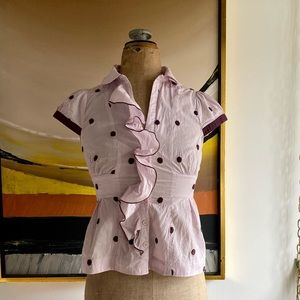 Anthropologie x Floreat Ruffle front peplum blouse